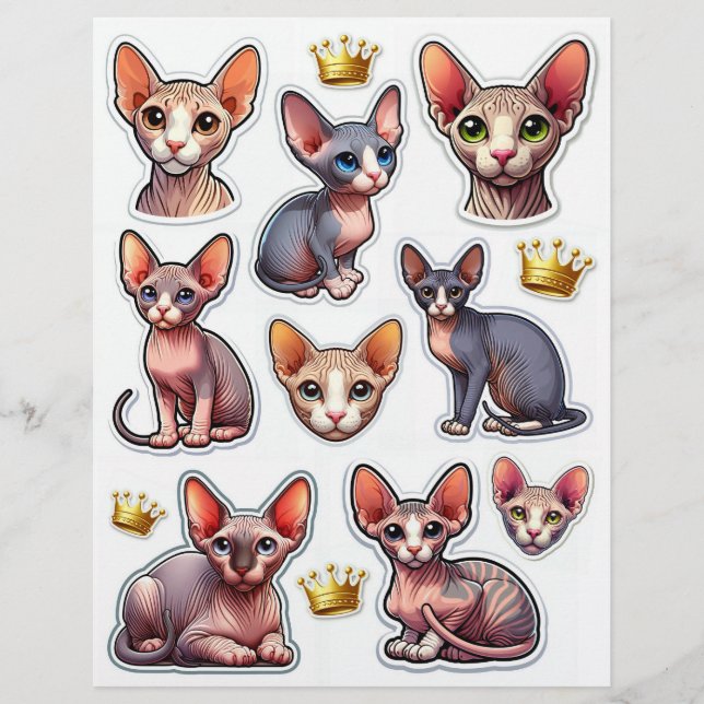 Schattige collectie van Hairless Kitten Illustrati (Voorkant)
