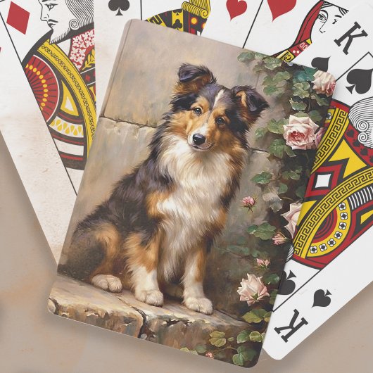Schattige Collie Dog Pup Schilderen Pokerkaarten