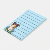 Schattige Collie Puppy met blauwe bloemen Post-it® Notes (Schuin)
