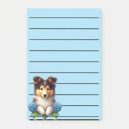 Schattige Collie Puppy met blauwe bloemen Post-it® Notes