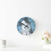 schattige colliehond met blauwe teddybeer ronde klok (Huis)