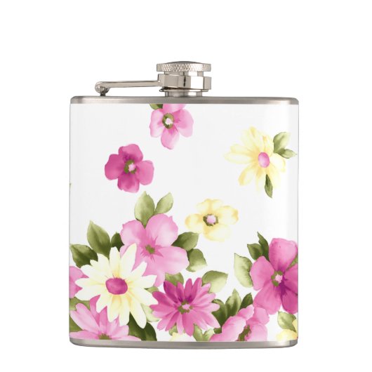 Schattige Colorful Girly Blooming Flowers Heupfles (Voorkant)