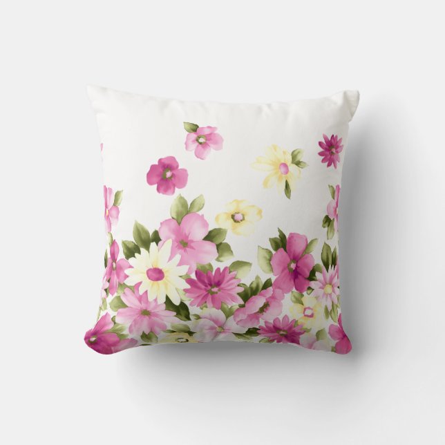 Schattige Colorful Girly Blooming Flowers Kussen (Voorkant)