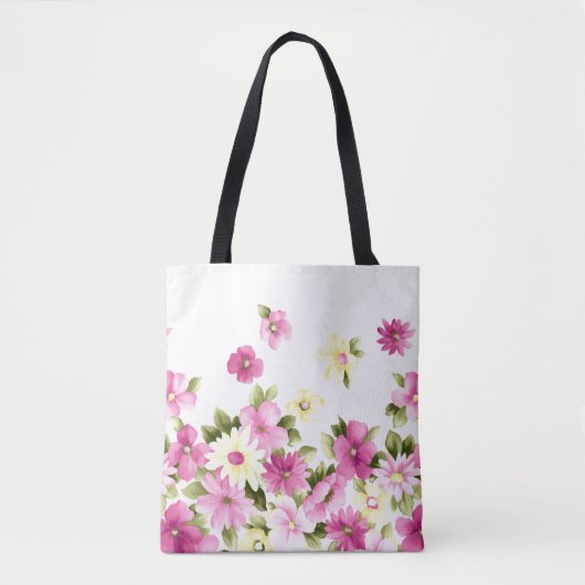 Schattige Colorful Girly Blooming Flowers Tote Bag (Voorkant)
