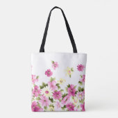 Schattige Colorful Girly Blooming Flowers Tote Bag (Achterkant)