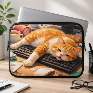 Schattige Computer Kat Laptop Sleeve