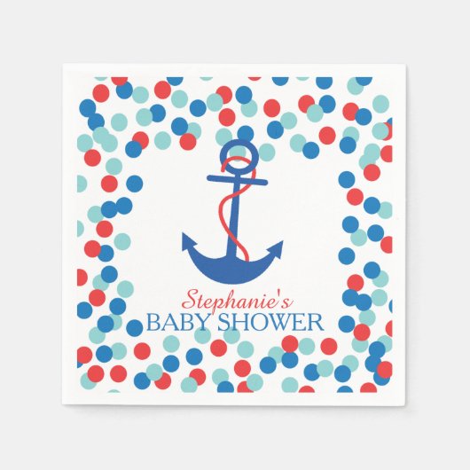 Schattige Confetti Nautisch Anker Baby shower Serv Servetten (Voorkant)