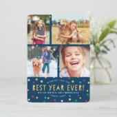 Schattige Confetti Nieuwjaar Vakantiefotokaarten Feestdagenkaart (Staand voorkant)