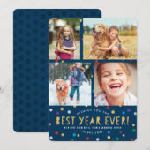 Schattige Confetti Nieuwjaar Vakantiefotokaarten Feestdagenkaart (Voorkant / Achterkant)