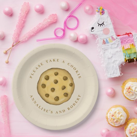 Schattige Cookie Dessert Eenvoudige Chocolade Chip Papieren Bordje (Feest)