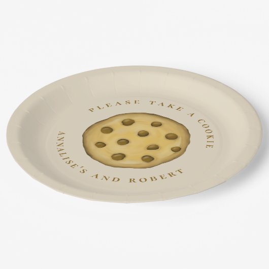 Schattige Cookie Dessert Eenvoudige Chocolade Chip Papieren Bordje (Gekanteld)