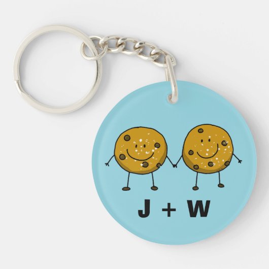 Schattige Cookie Paar Custom Gift Sleutelhanger (Voorkant)