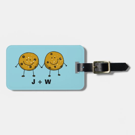 Schattige Cookie Paar Gepersonaliseerd Bagagelabel (Voorkant horizontaal)