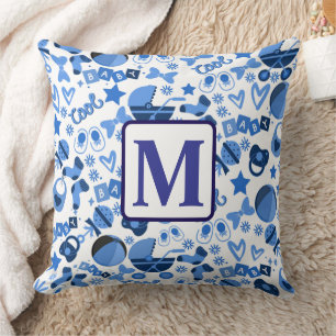 Schattige cool blauw Baby boy Nursery gepersonalis Kussen