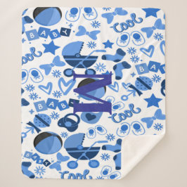 Schattige cool blauw Baby boy Nursery gepersonalis Sherpa Deken