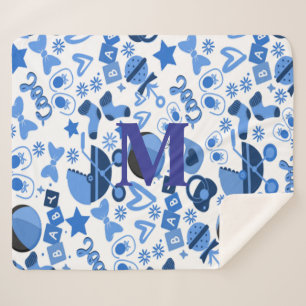 Schattige cool blauw Baby boy Nursery gepersonalis Sherpa Deken