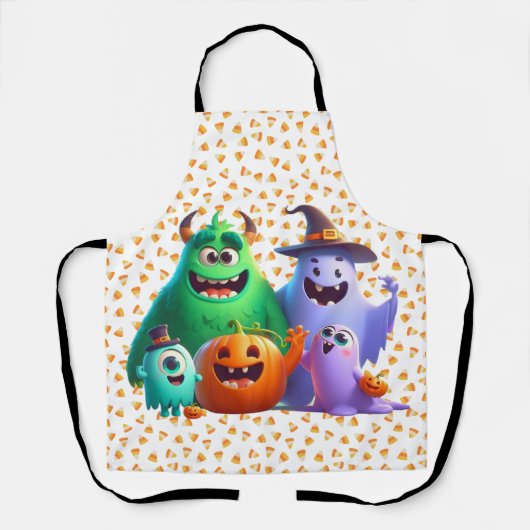 Schattige & cool, Halloween monsters Schort (Voorkant)