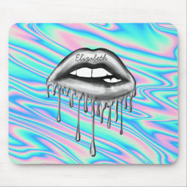 Schattige Cool Metallic Driving Lips, holografisch Muismat