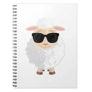 Schattige Cool Schaap Draagt Zonnebril Cartoon Boe Notitieboek