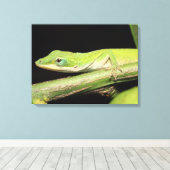 Schattige Cool Schattig Leuk Groen Anole Lizard An Canvas Afdruk (Insitu (Houten vloer))