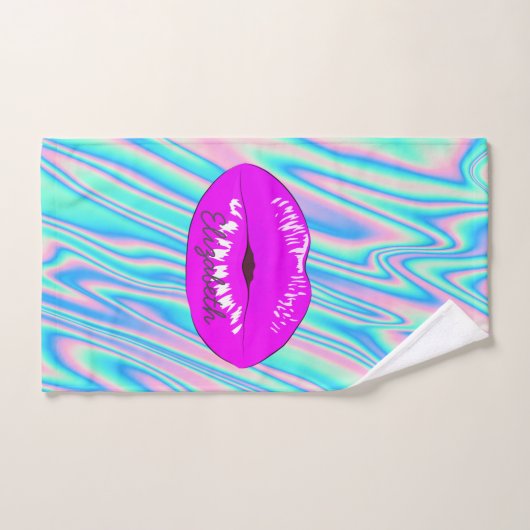 Schattige Cool Trendy Lips, holografisch Bad Handdoek (Handdoek)