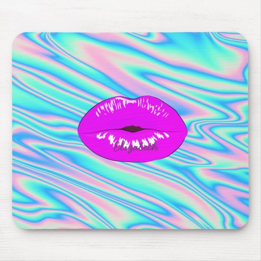 Schattige Cool Trendy Lips, holografisch Muismat (Voorkant)