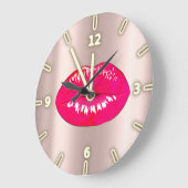 Schattige Cool Trendy Roos Gold Lips Grote Klok (Hoek)