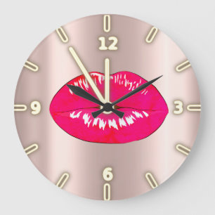 Schattige Cool Trendy Roos Gold Lips Grote Klok