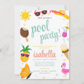 Schattige Cool Tropical Pool Party Zomerverjaardag Kaart (Voorkant)