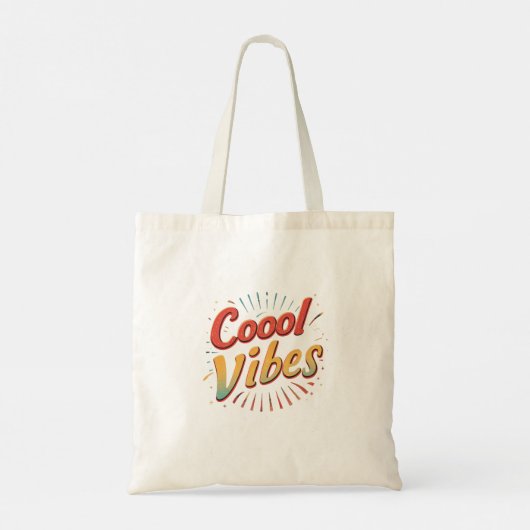 Schattige cool vibes ontwerp met retro kleurenpale tote bag (Achterkant)
