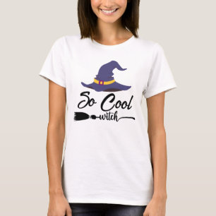 Schattige Cool Witch Zwart Wit Custom Vrouwen T-shirt