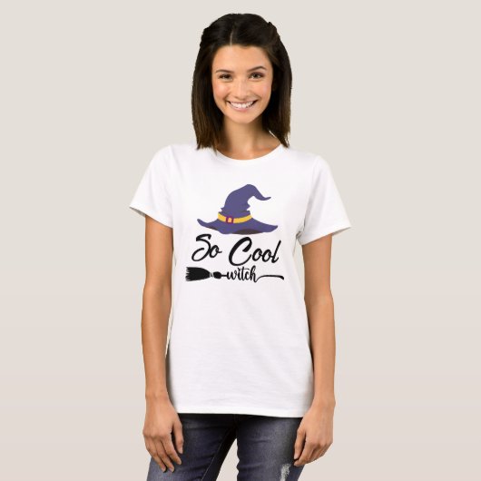 Schattige Cool Witch Zwart Wit Custom Vrouwen T-shirt (Voorkant volledig)