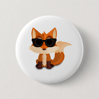 Schattige Coole Vos met Zonnebril Minimalistisch W Ronde Button 5,7 Cm