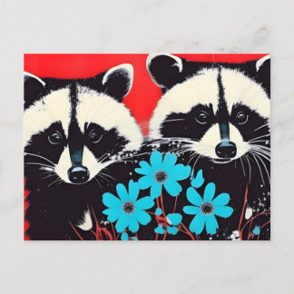Schattige coördinaten met blauwe bloemen rode acht briefkaart