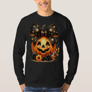 Schattige Coquette Boog Pompoen Halloween Vrouwen T-shirt