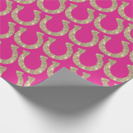 Schattige Coquette Cowgirl Hoefijzer Hot Pink Glit Cadeaupapier