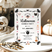 Schattige Coquette Halloween Dinnerparty Kaart