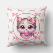 Schattige Coquette Kat Roze Bow Bandanna Bubble Gu Kussen (Achterkant)