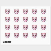 Schattige Coquette Kat Roze Bow Bandanna Bubble Gu Ronde Sticker (Vel)