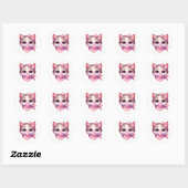 Schattige Coquette Kat Roze Bow Bandanna Bubble Gu Ronde Sticker (Vel)