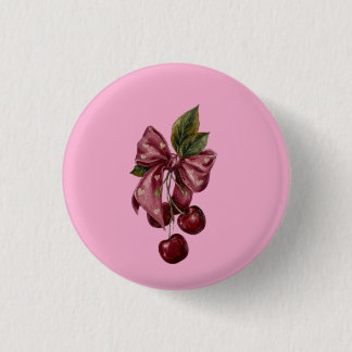Schattige Coquette Kers Lint Roze Esthetiek Ronde Button 3,2 Cm