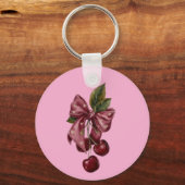 Schattige Coquette Kersslinger Roze Esthetiek Sleutelhanger (Voorkant)