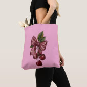 Schattige Coquette Kersslinger Roze Esthetisch Tote Bag (Dichtbij)