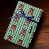 Schattige Coquette Patchwork Gestreepte Kerstbomen Cadeaupapier