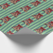 Schattige Coquette Patchwork Gestreepte Kerstbomen Cadeaupapier (Hoek)