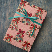 Schattige coquette patchwork kerstbomen geruit