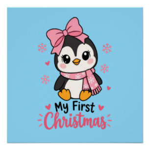 schattige coquette pinguïn eerste kerst peuter t-s perfect poster