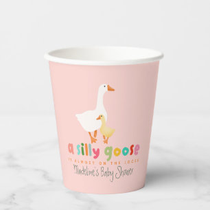 Schattige Coquette Roze Gingham Gans Baby Shower Papieren Bekers