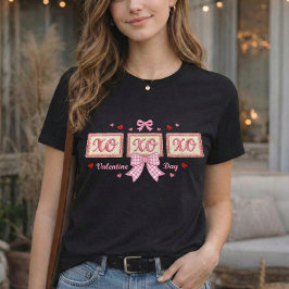 Schattige Coquette Roze Gingham XOXO Valentijnsdag T-shirt