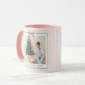 Schattige Coquette Roze Strik Foto Kerst Mok (Voorkant links)